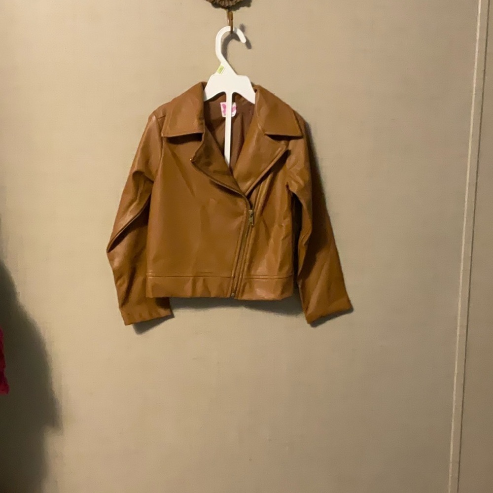 Wonder Nation Tan Leather Bomber Jacket